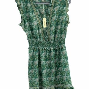 Green Floral Sleeveless Dress